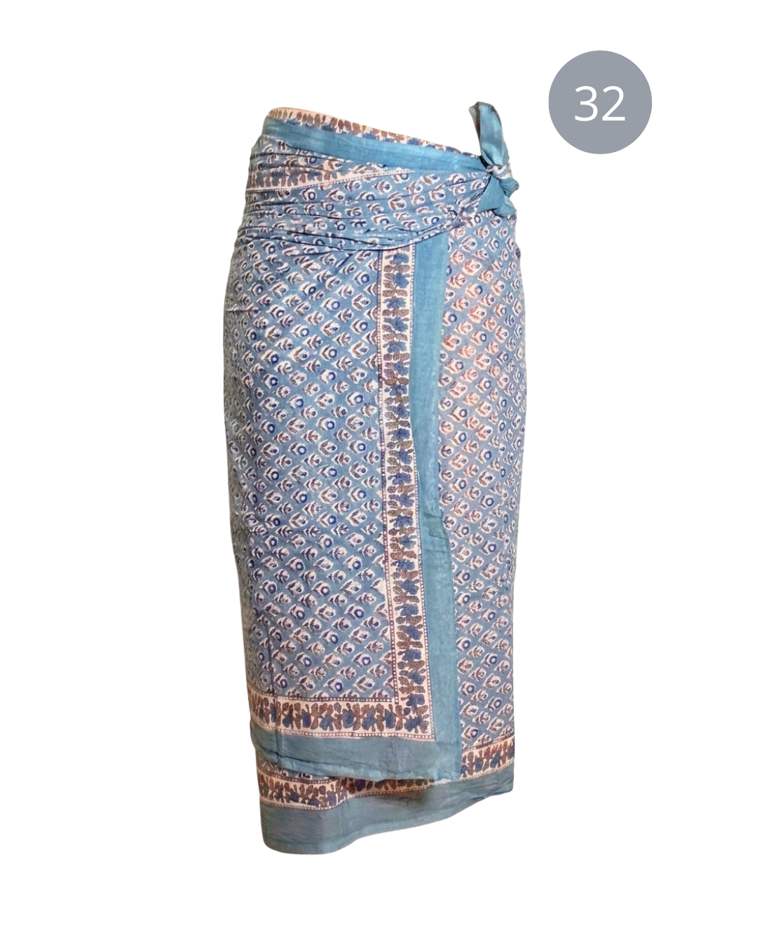 Sarong Pareo in cotone 100% – Block print fatto a mano | 110 x 185 cm
