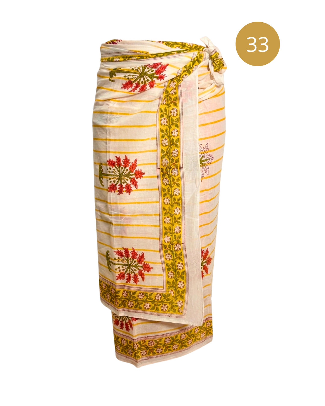 Sarong Pareo in cotone 100% – Block print fatto a mano | 110 x 185 cm