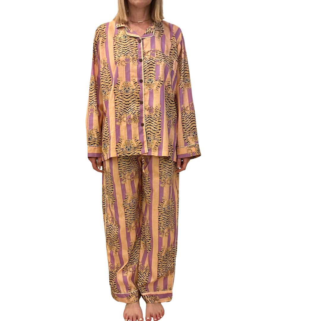Jaipur Set – Completo 3 Pezzi in Cotone Block Print - tigri -