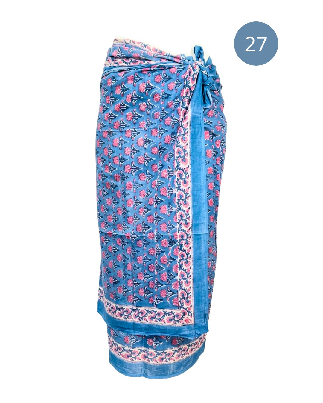 Sarong Pareo in cotone 100% – Block print fatto a mano | 110 x 185 cm