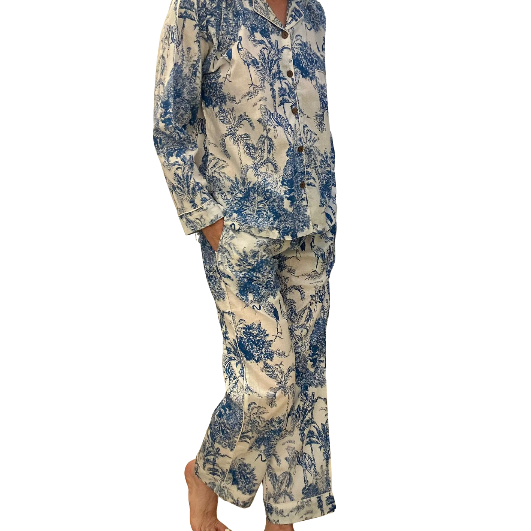 Jaipur Set – Completo 3 Pezzi in Cotone Block Print - heritage blu -