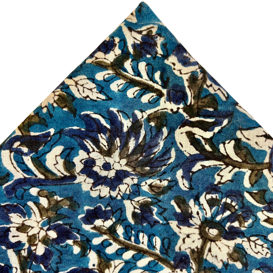 Sienna - Bandana in mussola di cotone 100% Block Print - variante ottanio verde