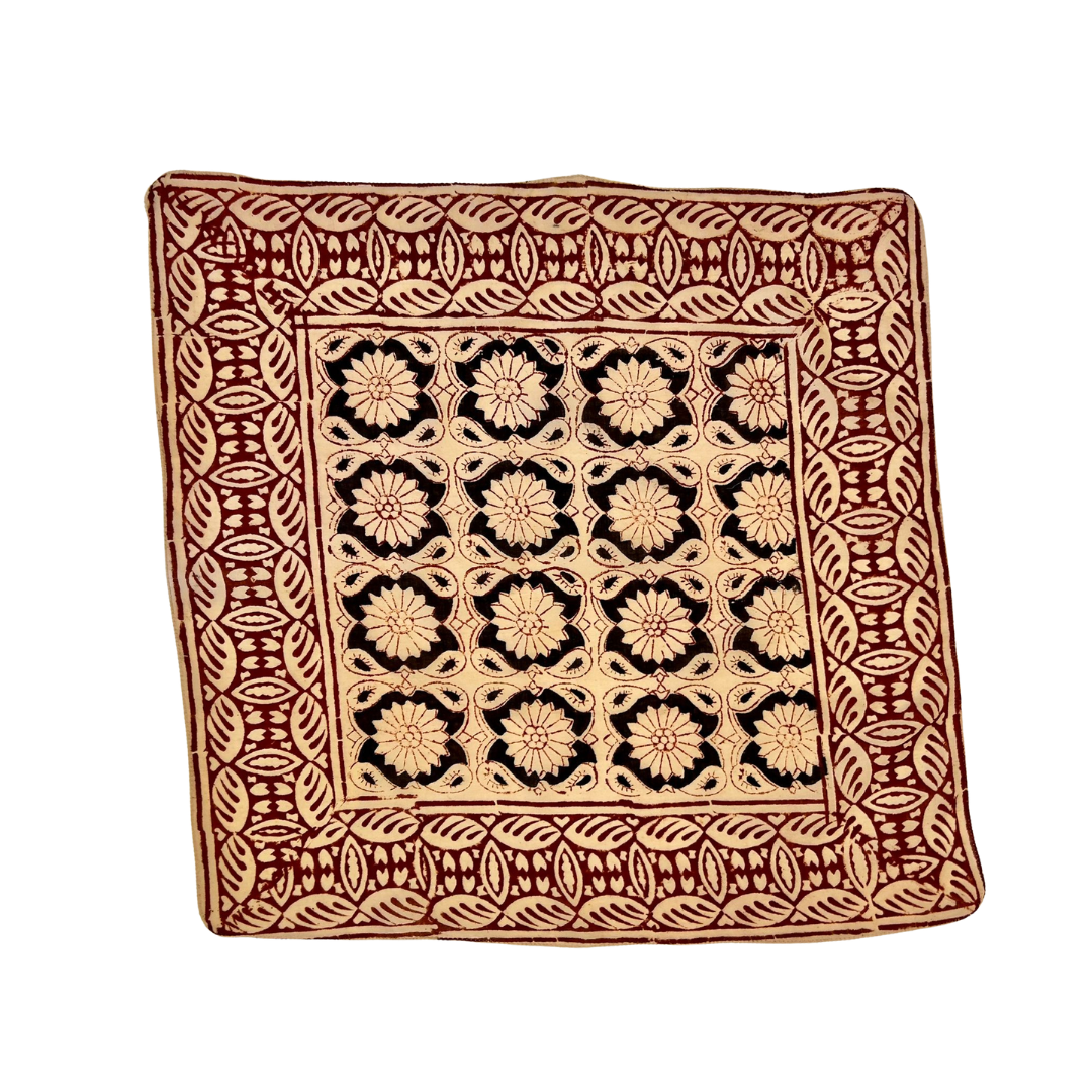 Sienna - Bandana in mussola di cotone 100% Block Print - variante rosso nero