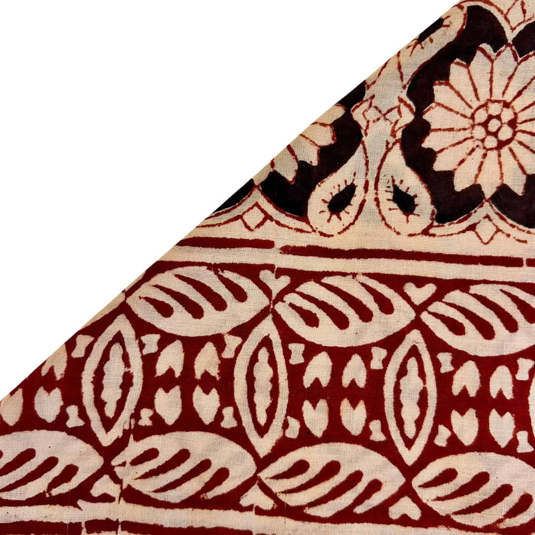 Sienna - Bandana in mussola di cotone 100% Block Print - variante rosso nero