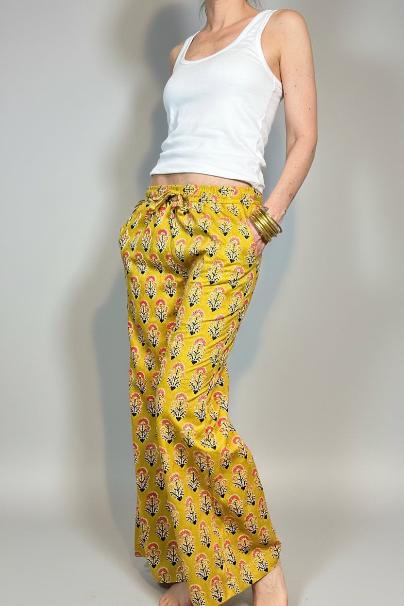 SPICE BAZAR - Pantaloni Palazzo 100% Cotone Stampati Block print