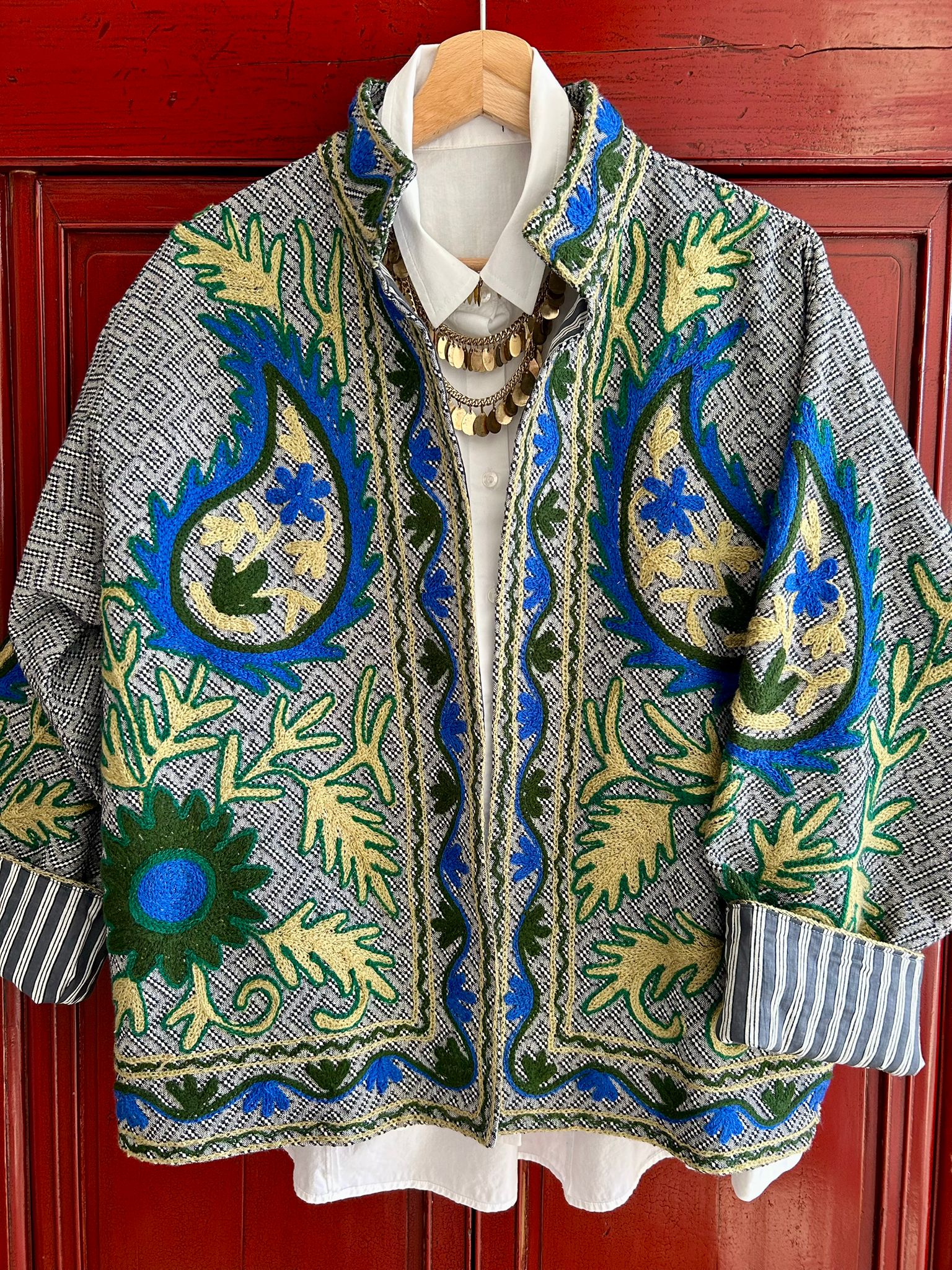 SUZANI ARIA – Giacca Artigianale Leggera in Cotone con Fodera Block Print