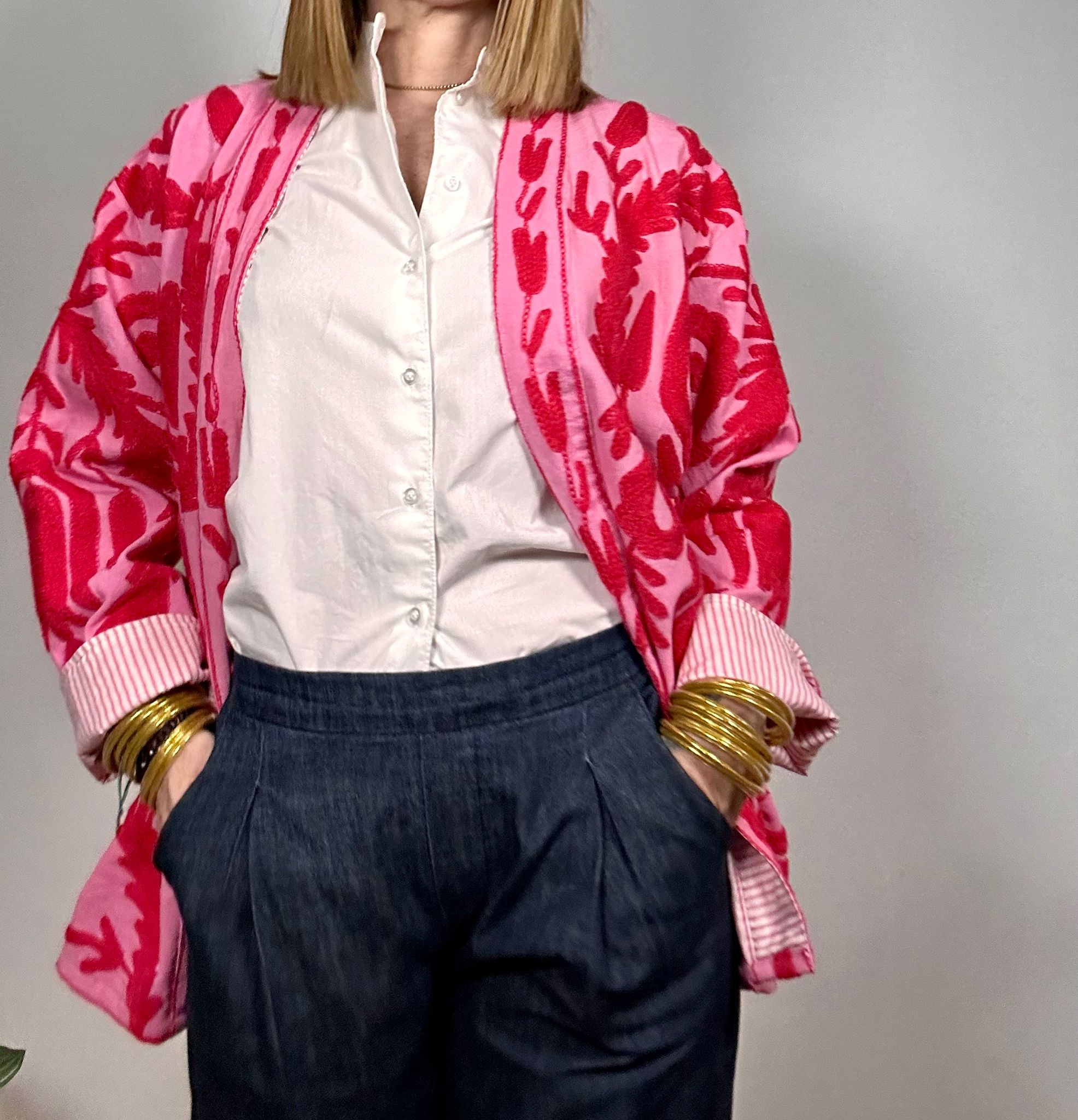 SPRITZ Kimono - Suzani in cotone lungo con tasche