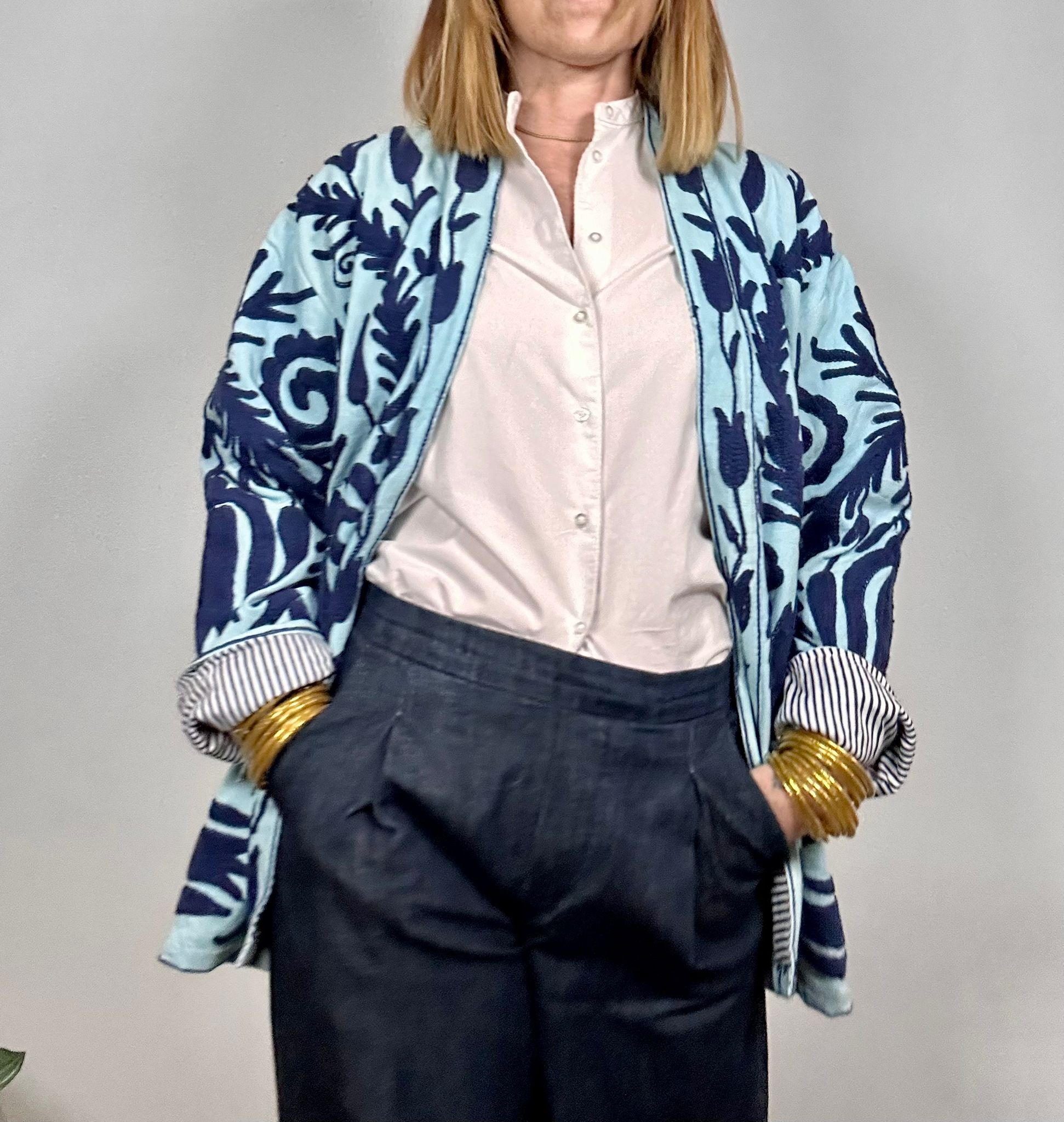 SPRITZ Kimono - Suzani in cotone lungo con tasche