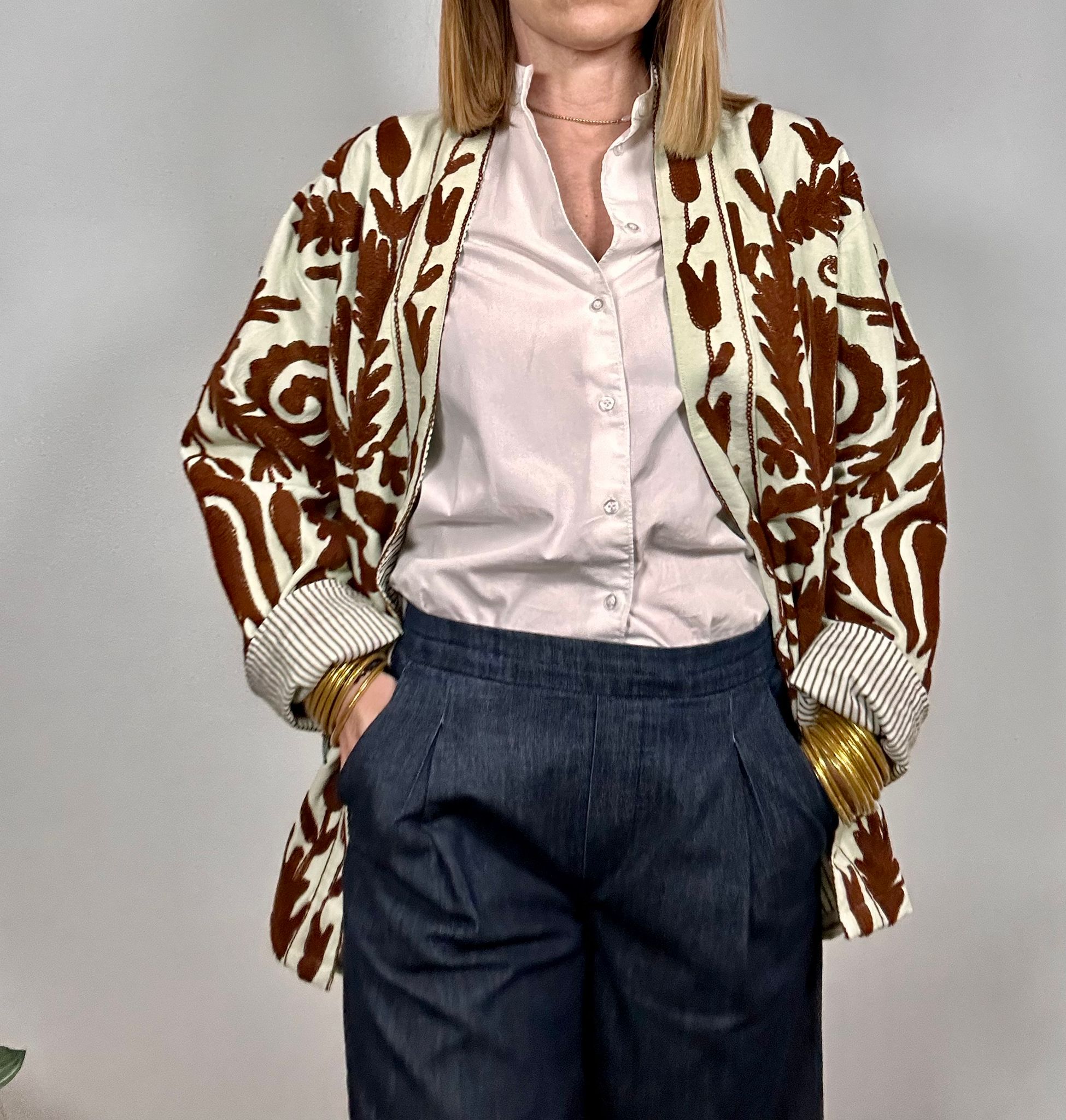 SPRITZ Kimono - Suzani in cotone lungo con tasche