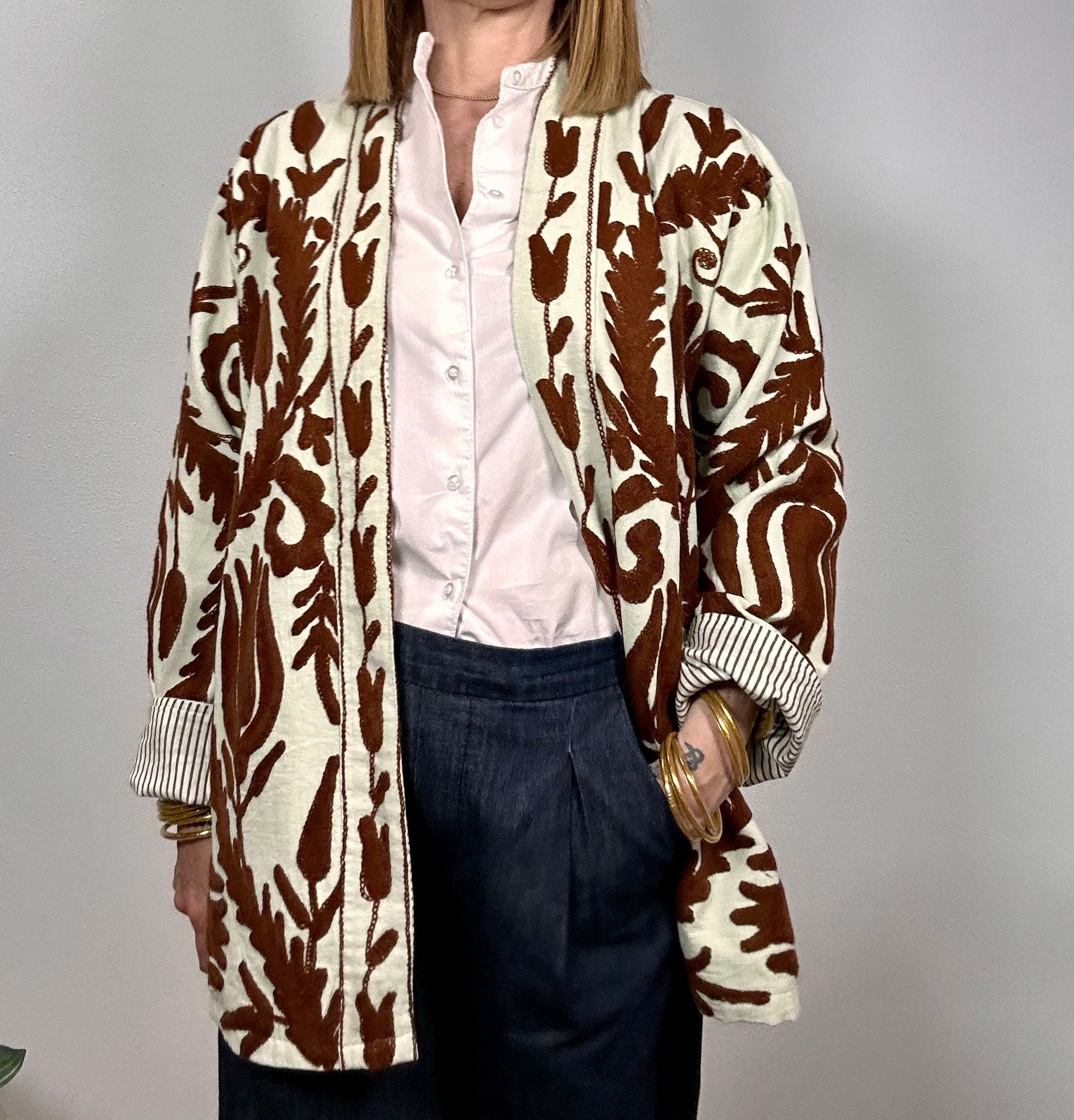 SPRITZ Kimono - Suzani in cotone lungo con tasche