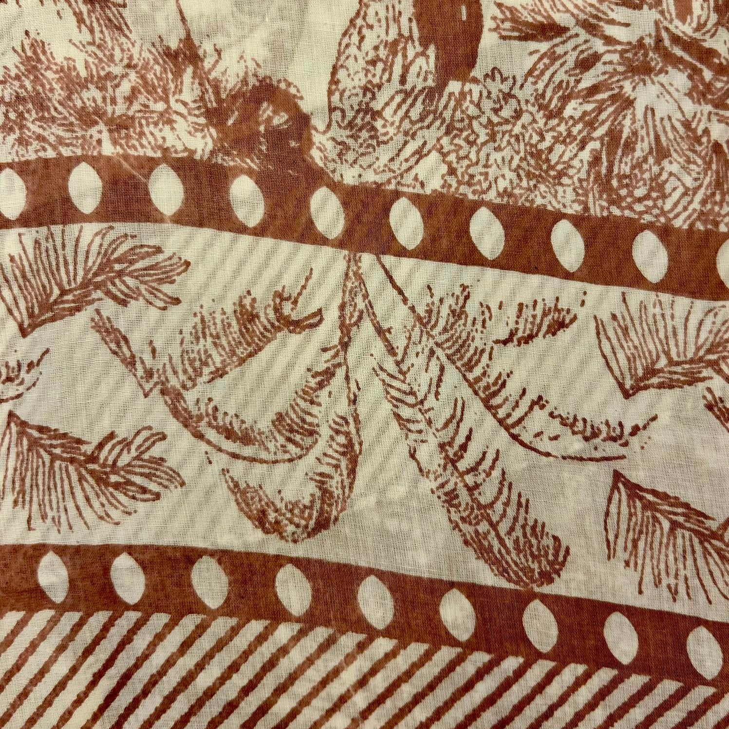Sarong Pareo in Cotone 100% – Block Print Indiano | 100 x 170 cm - variante A21 -