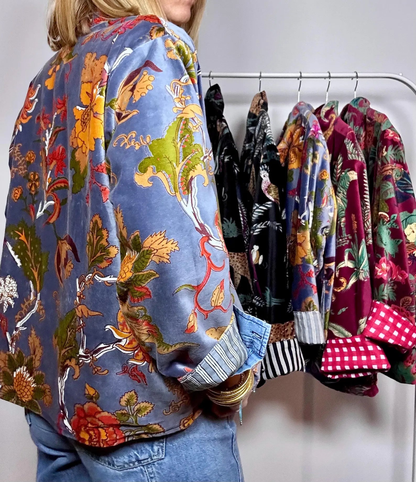 COOZY VELVET - Giacca in velluto di cotone con fodera block print