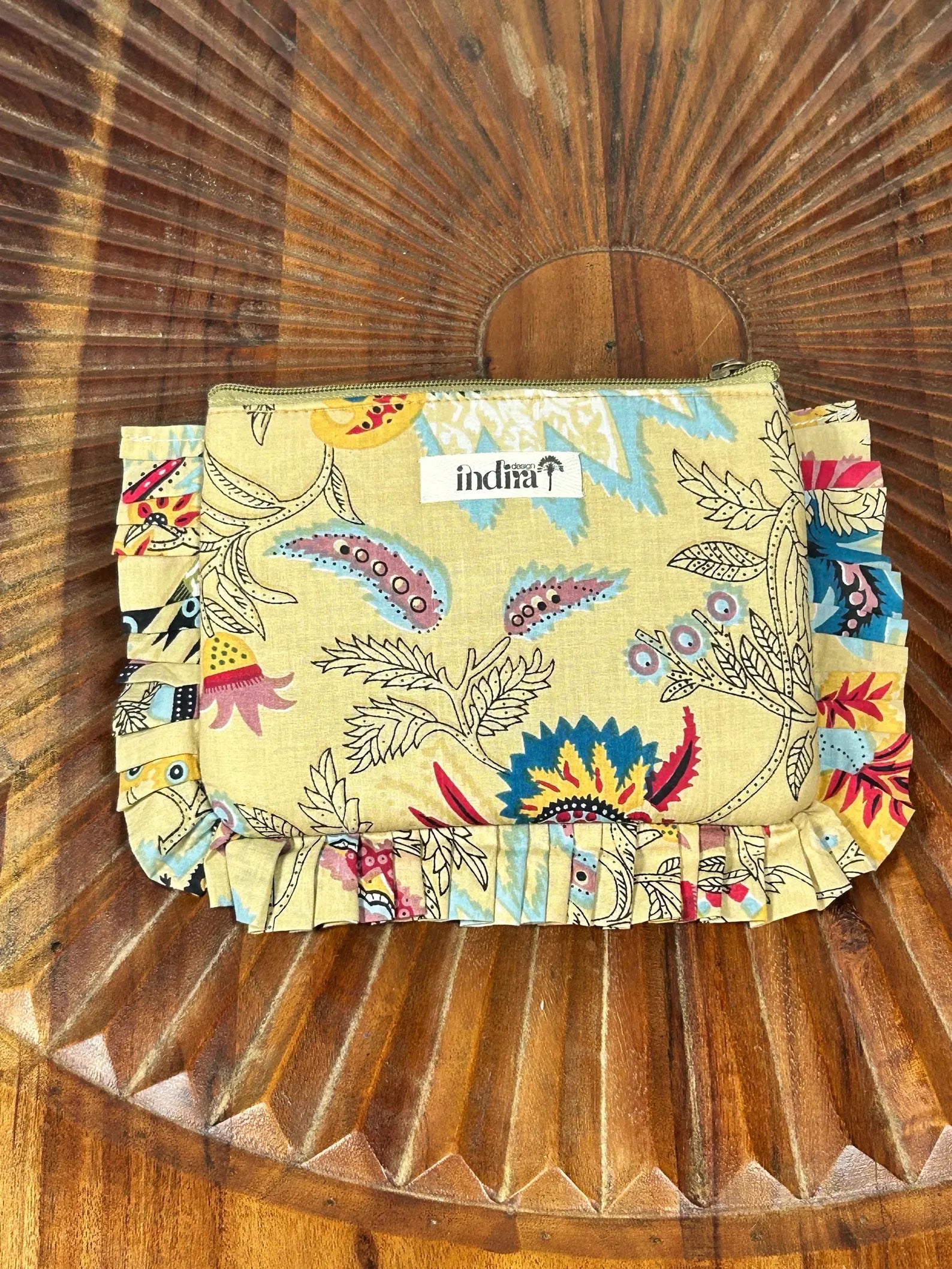 FRU' FRU' - Pochette in Cotone Block Print – Pochette Artigianale Imbottita con Rouche