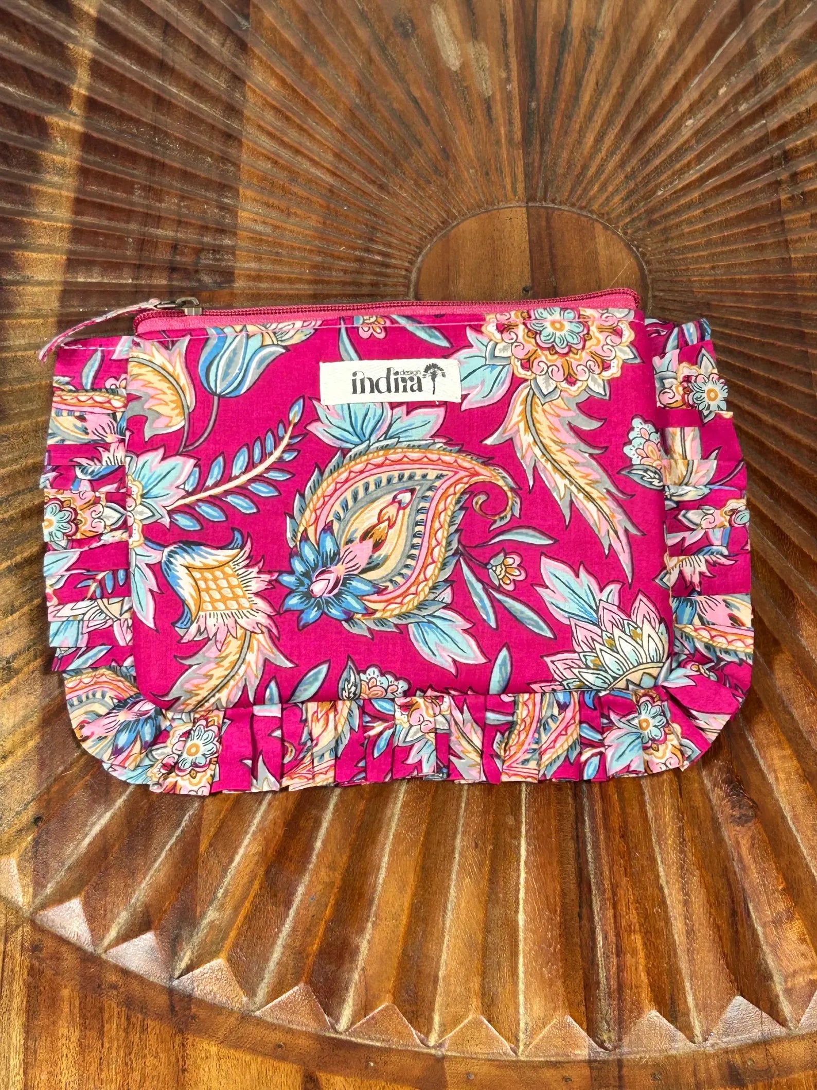 FRU' FRU' - Pochette in Cotone Block Print – Pochette Artigianale Imbottita con Rouche