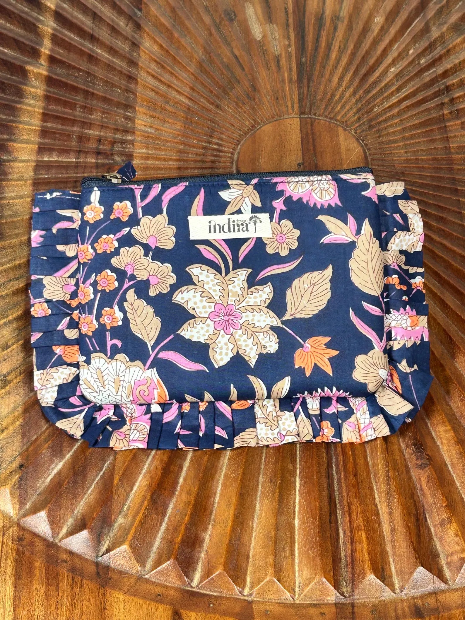 FRU' FRU' - Pochette in Cotone Block Print – Pochette Artigianale Imbottita con Rouche