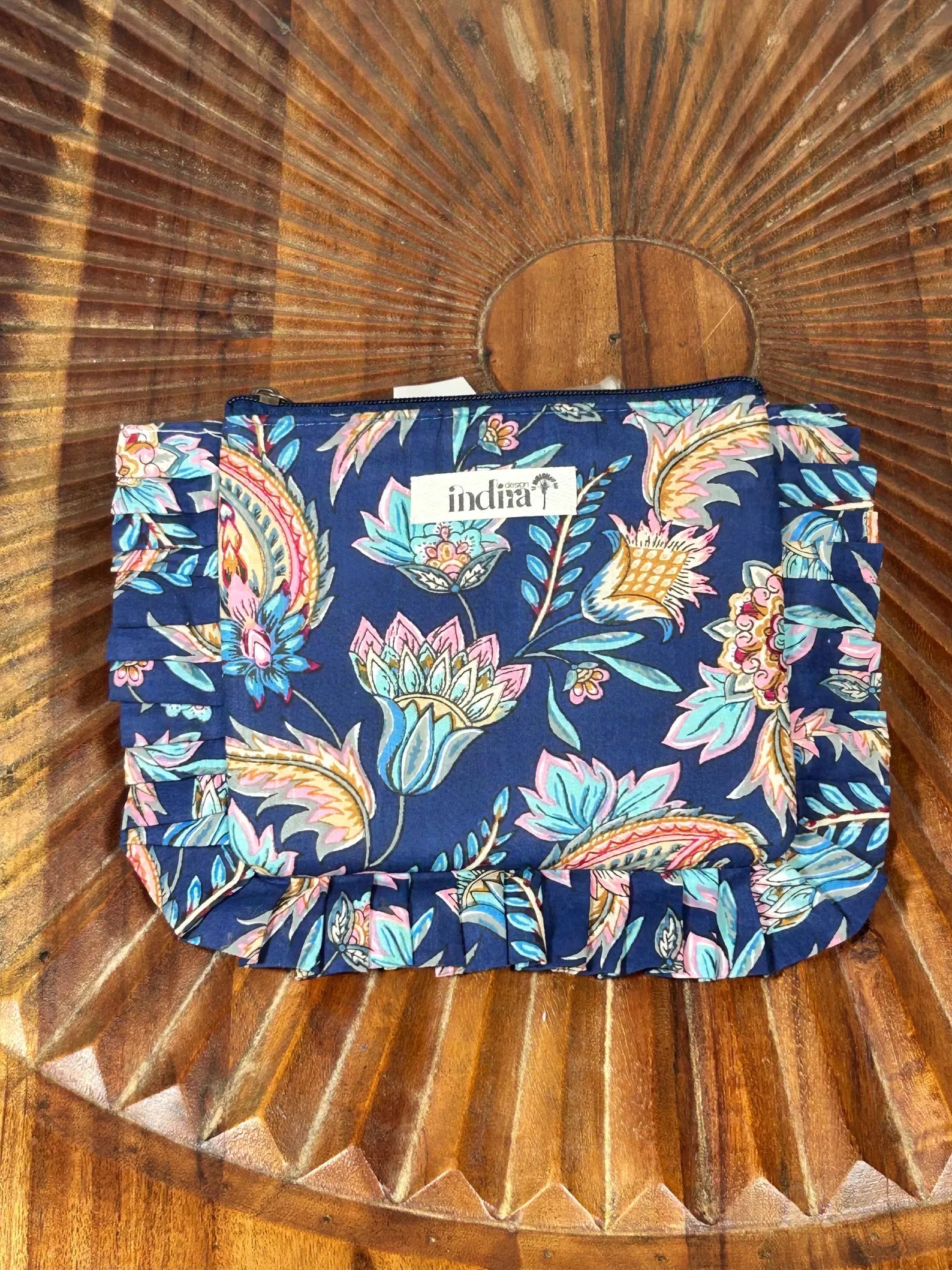 FRU' FRU' - Pochette in Cotone Block Print – Pochette Artigianale Imbottita con Rouche