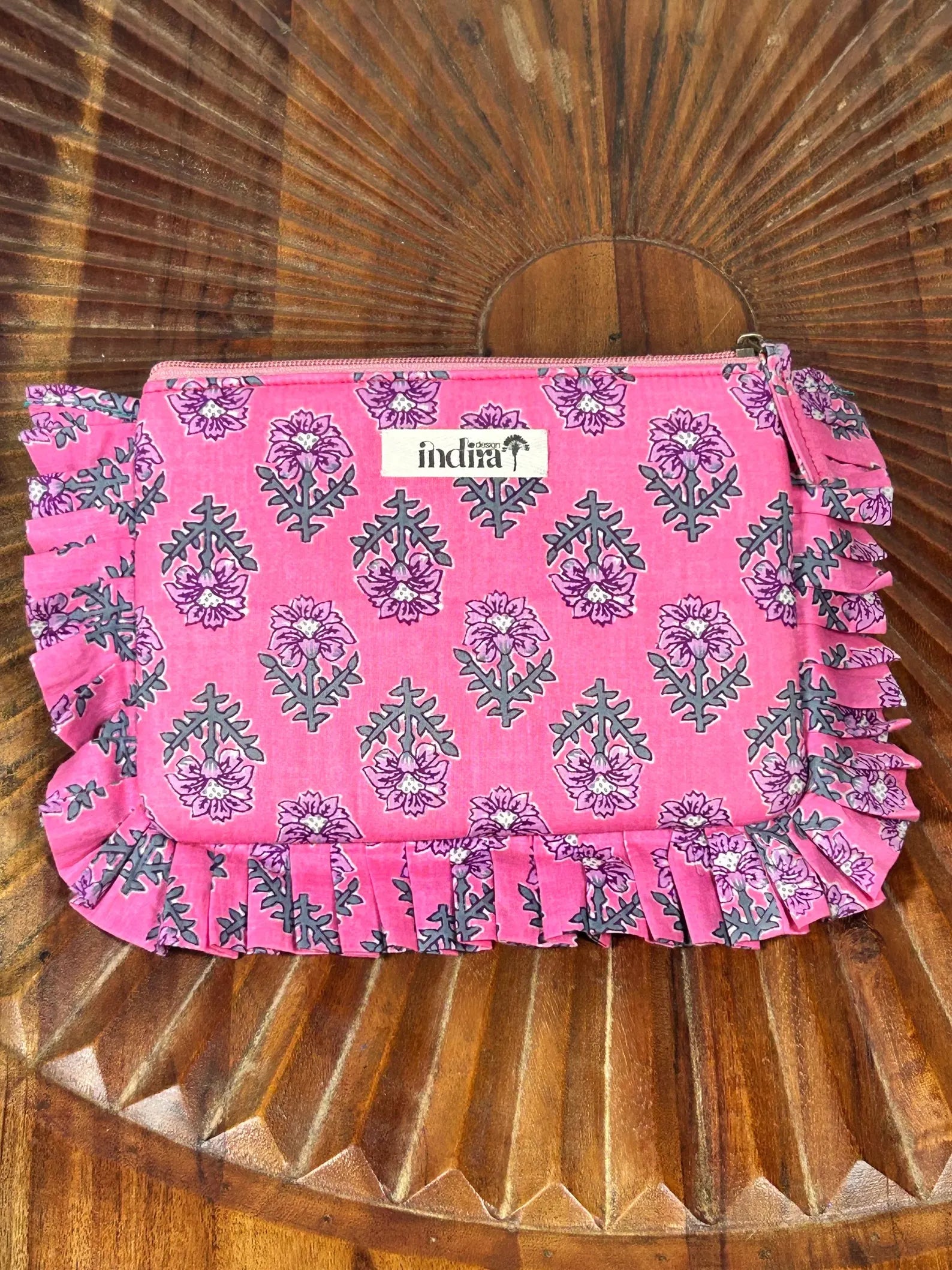 FRU' FRU' - Pochette in Cotone Block Print – Pochette Artigianale Imbottita con Rouche