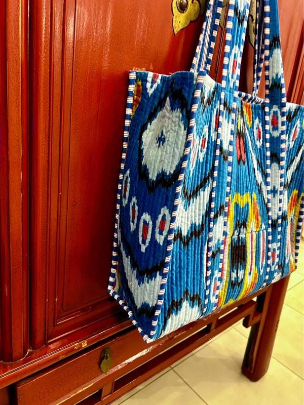 Tote Bag in velluto trapuntato 100% cotone