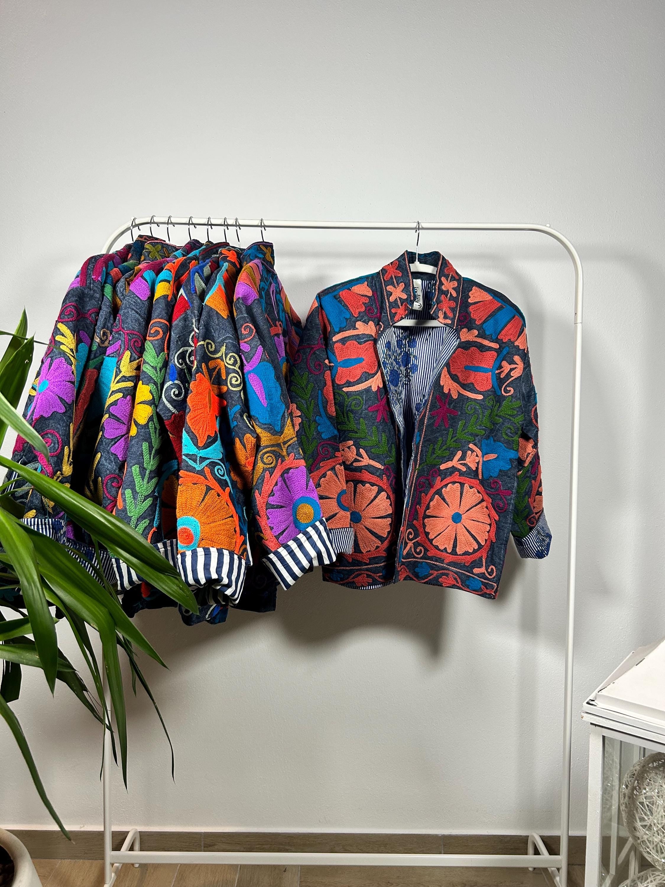 INDIGO BLOOM - Giacca in Denim ricamato