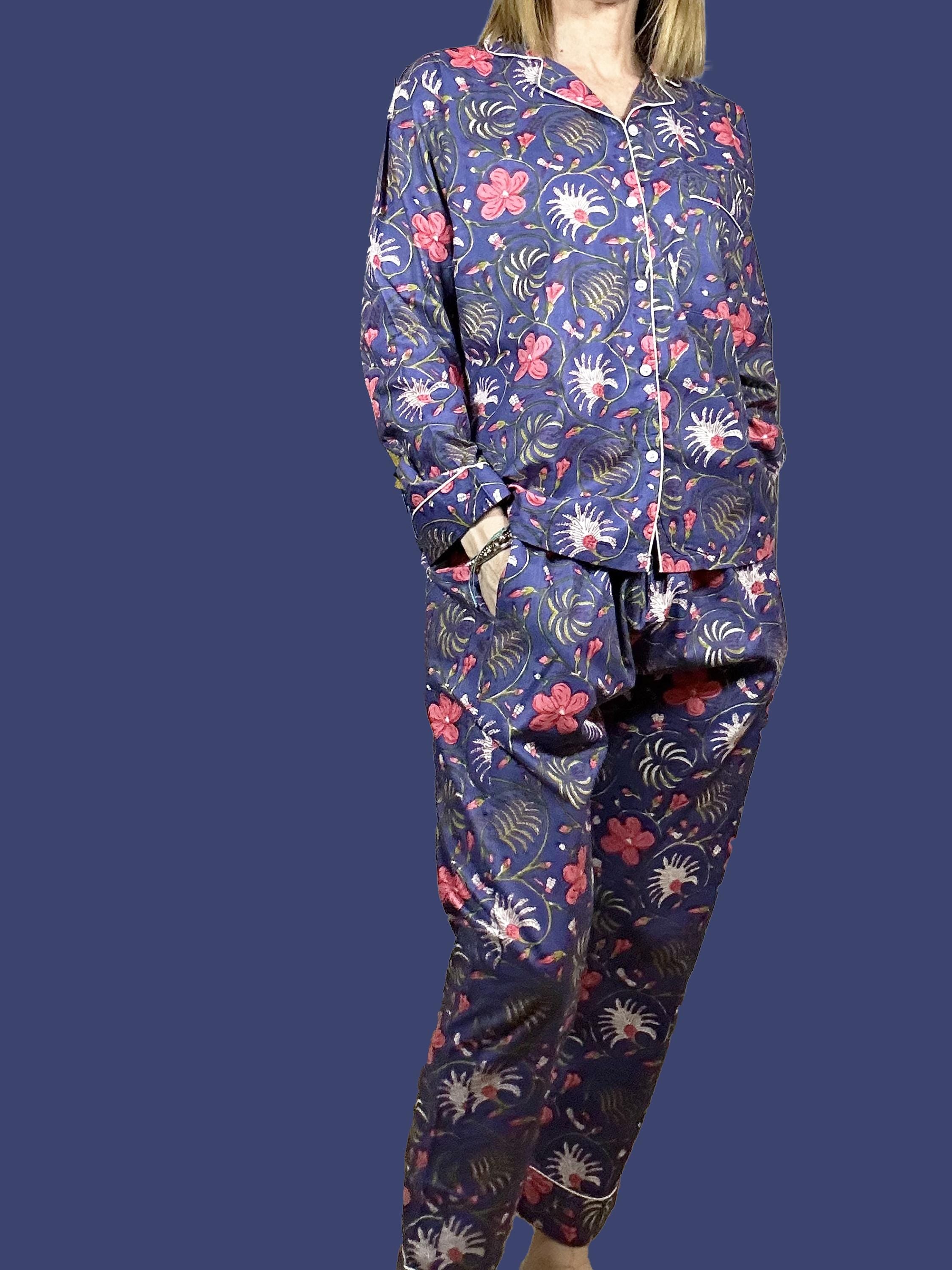 Set Notte 3 Pezzi in Cotone 100% – Pigiama con Giacca, Pantalone e Bustina
