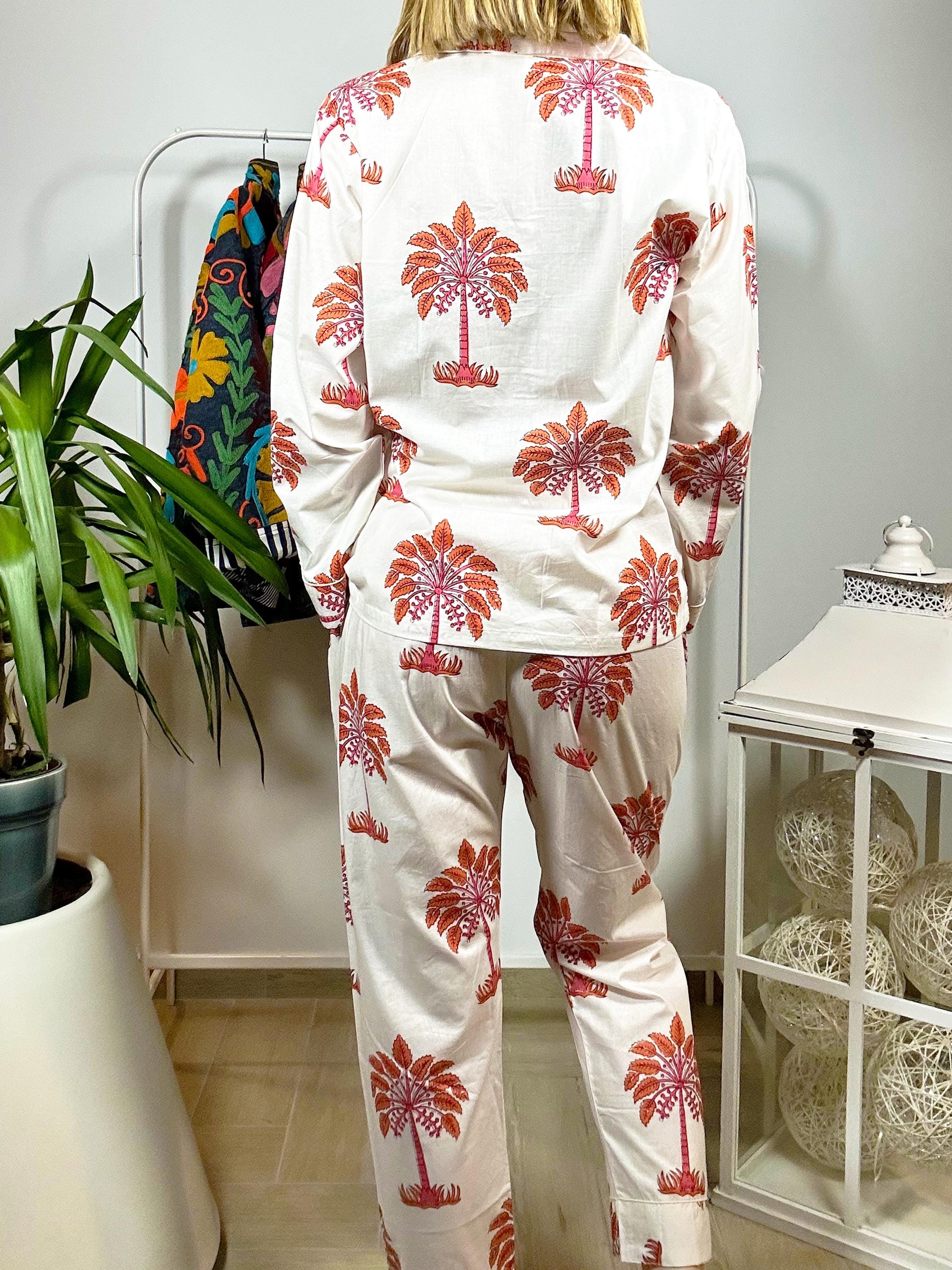Set Notte 3 Pezzi in Cotone 100% – Pigiama con Giacca, Pantalone e Bustina