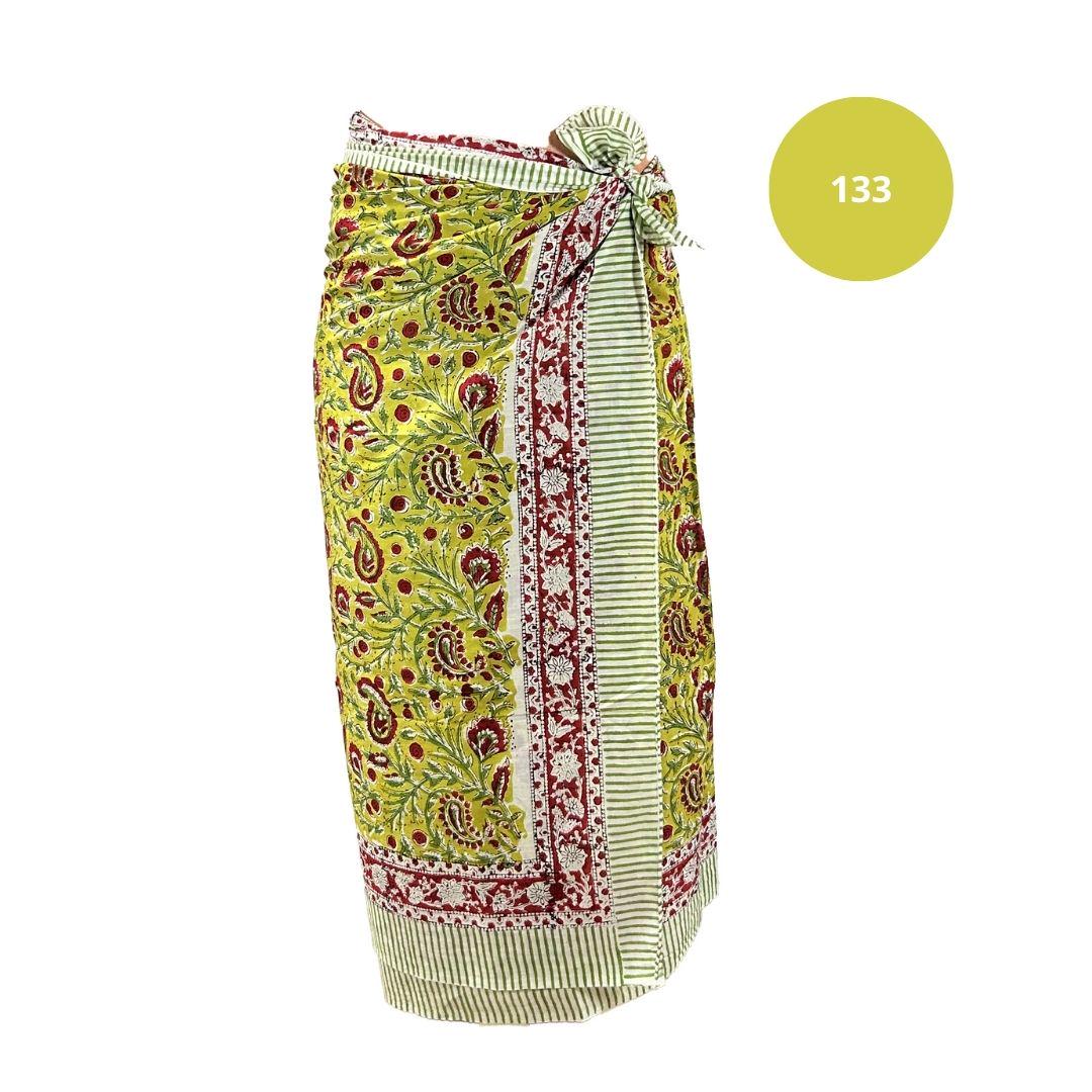 Sarong Pareo in cotone 100% – Block print fatto a mano | 110 x 185 cm