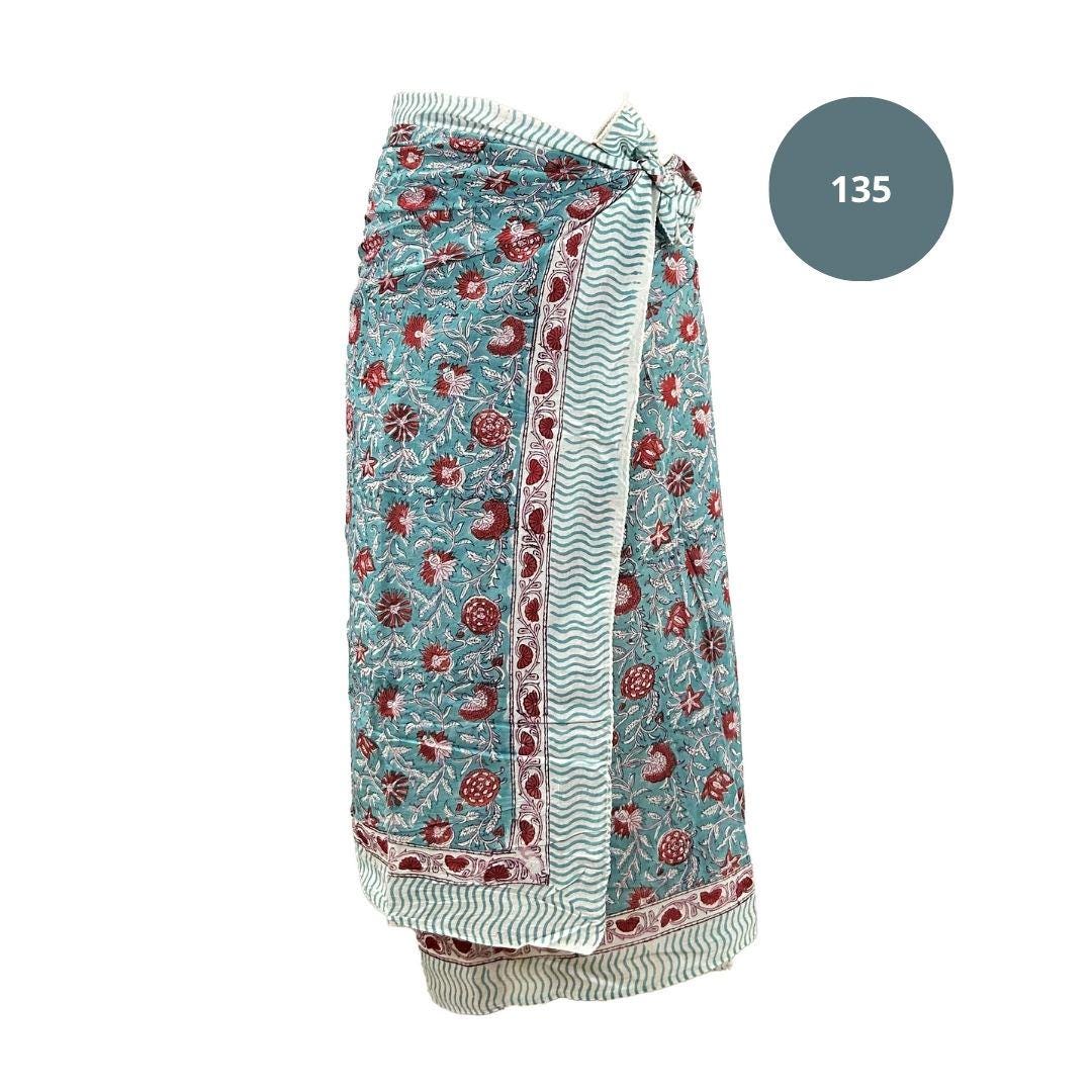 Sarong Pareo in cotone 100% – Block print fatto a mano 110 x 185 cm