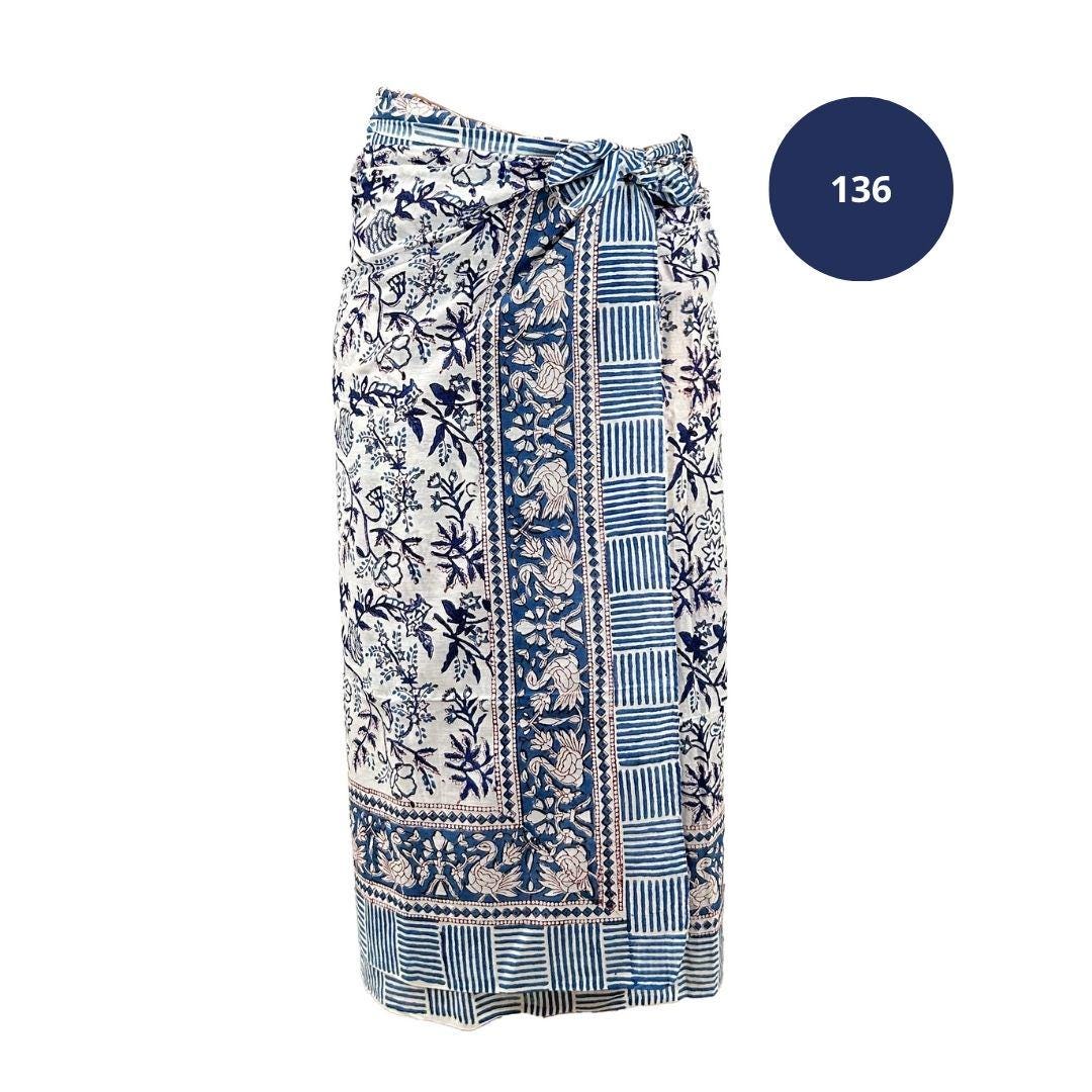 Sarong Pareo in cotone 100% – Block print fatto a mano 110 x 185 cm