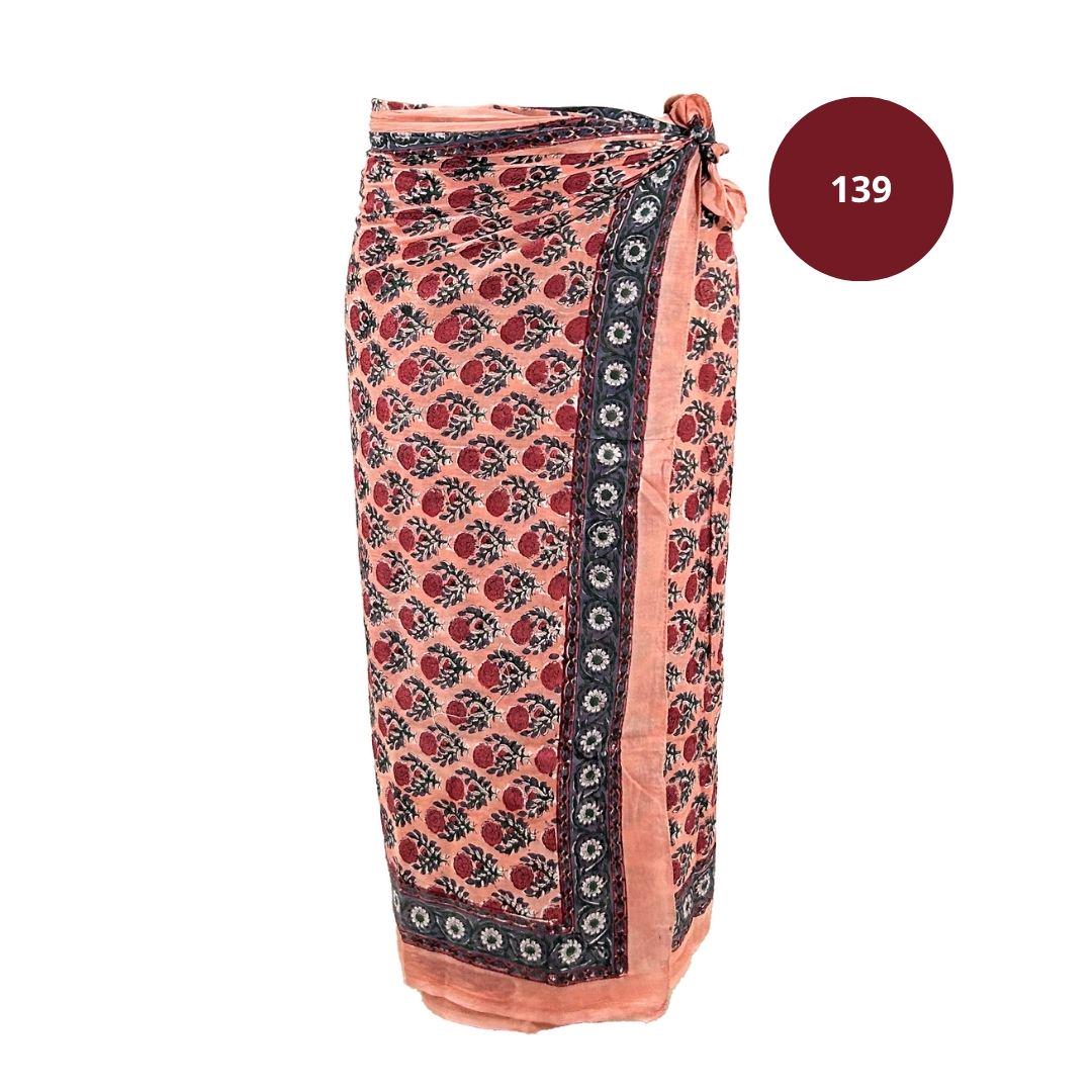 Sarong Pareo in cotone 100% – Block print fatto a mano 110 x 185 cm