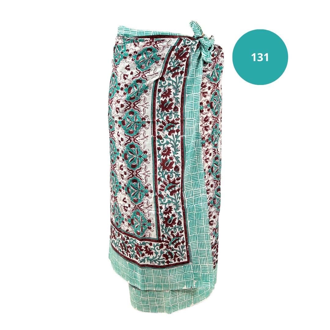 Sarong Pareo in cotone 100% – Block print fatto a mano | 110 x 185 cm