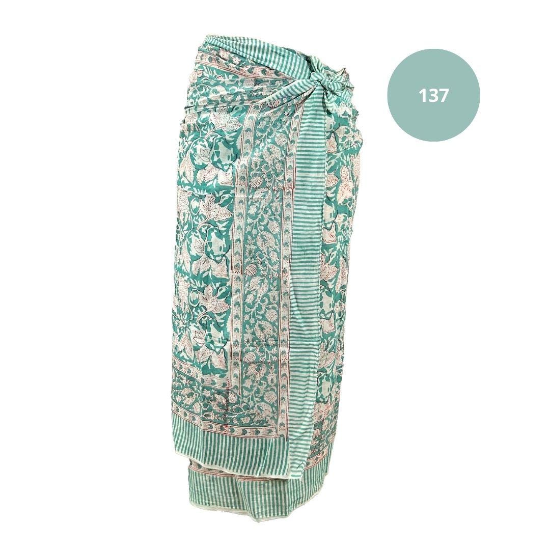 Sarong Pareo in cotone 100% – Block print fatto a mano 110 x 185 cm