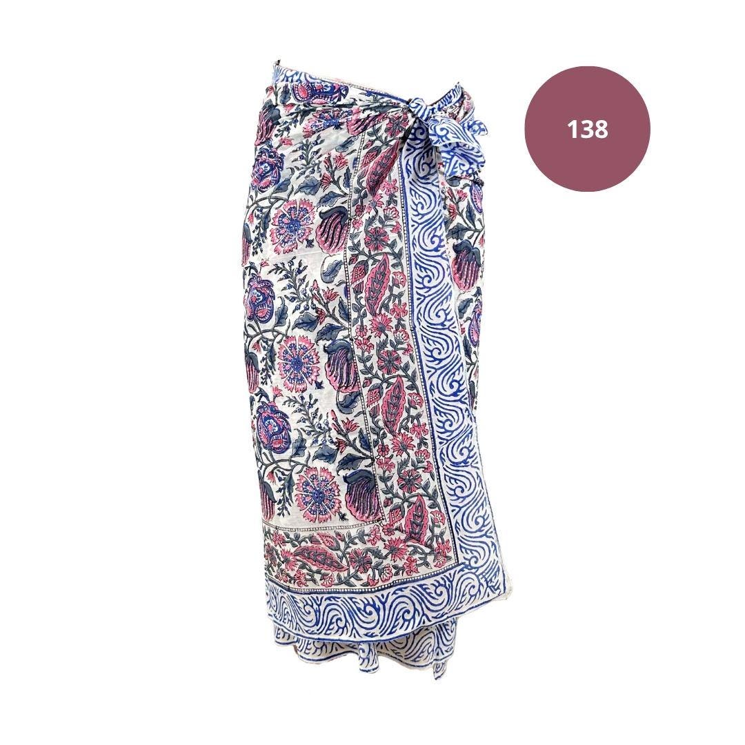 Sarong Pareo in cotone 100% – Block print fatto a mano 110 x 185 cm